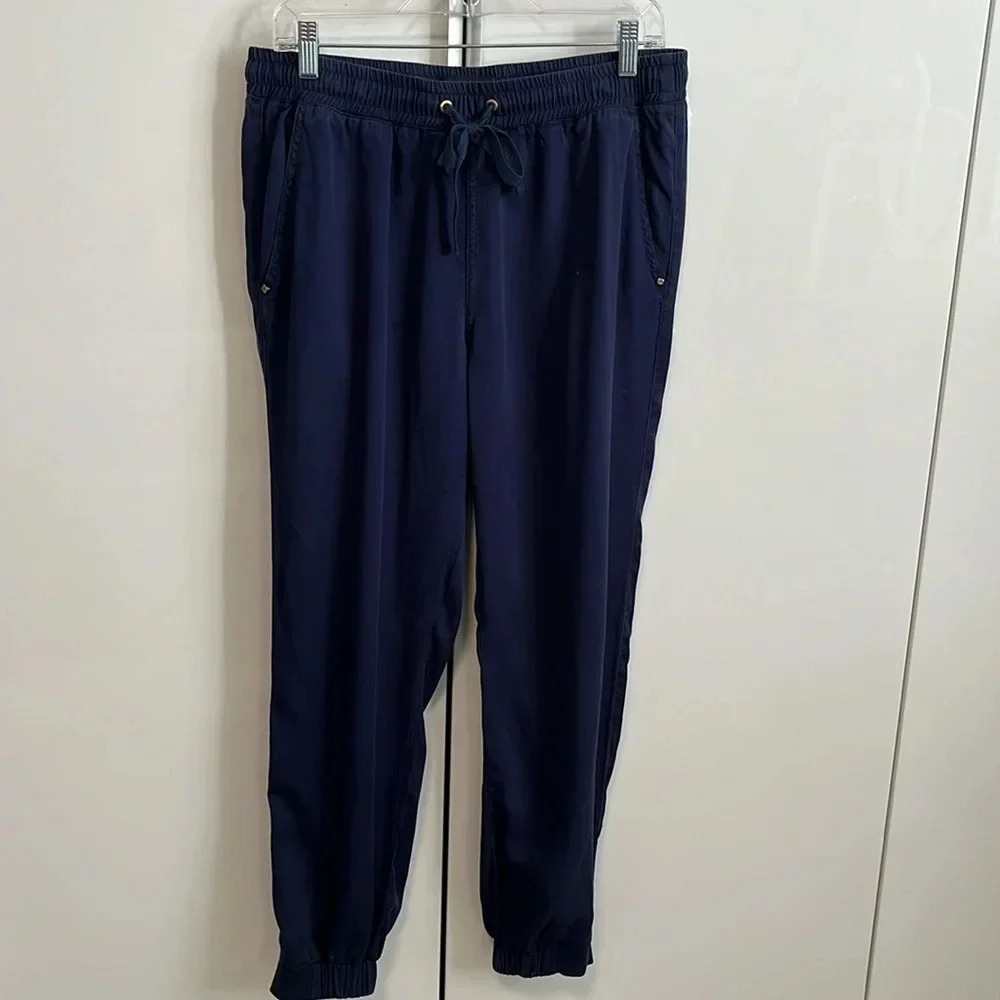 IVANKA TRUMP Navy Blue Lounge Pant Slip On Pockets Tie Waist, Size M